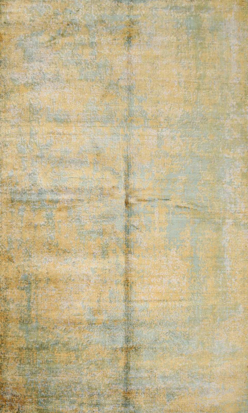 Abstract Modern Rug 4×7 Distressed Look Hand-knotted Gold Indian Carpet