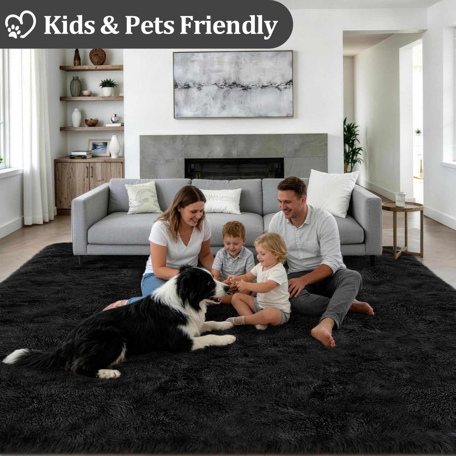 Luxturiy 8×10 Area Rug Living Room Bedroom: 8′ x 10′ (Rectangular), Black