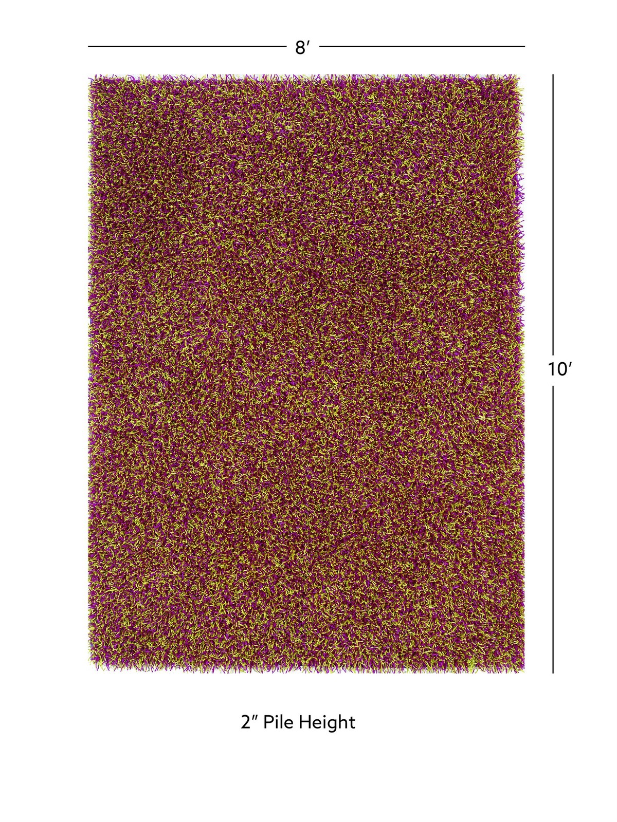 Linon Confetti Shag Polyester 8’x10′ Rug in Pink and Green