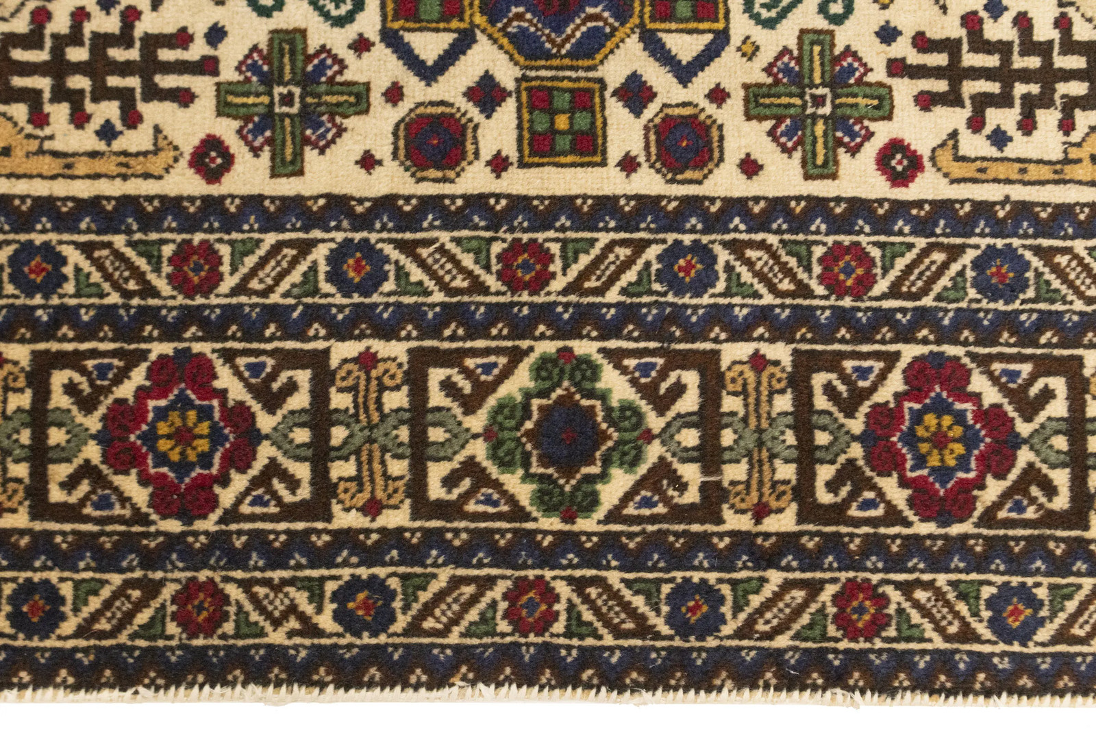 4’4X6’4 Antique Hand-Knotted Oriental Rug Cream Tribal Design Home Carpet