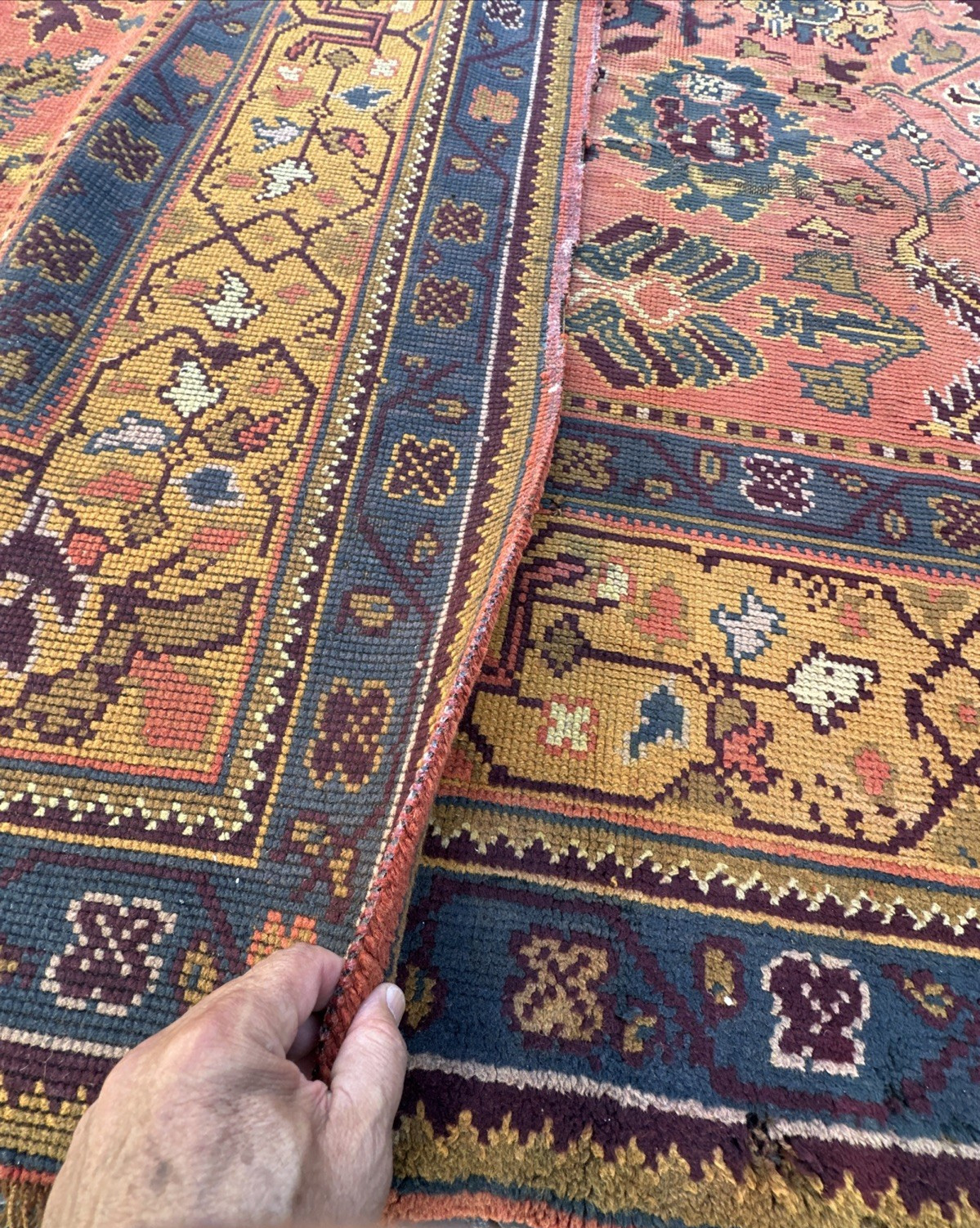 Auth: 1920 Antique OUSHAK ANATOLIAN RUG ARCHITECTURAL BEAUTY COPPER 13X15