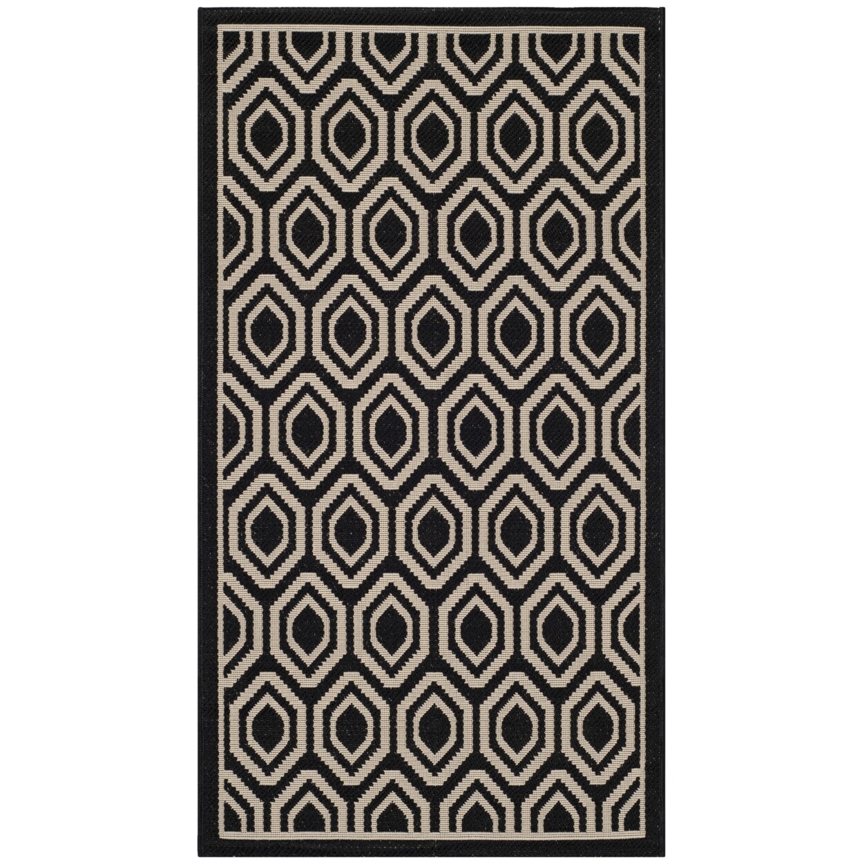 SAFAVIEH Indoor Outdoor CY6902-266 Courtyard Black / Beige Rug
