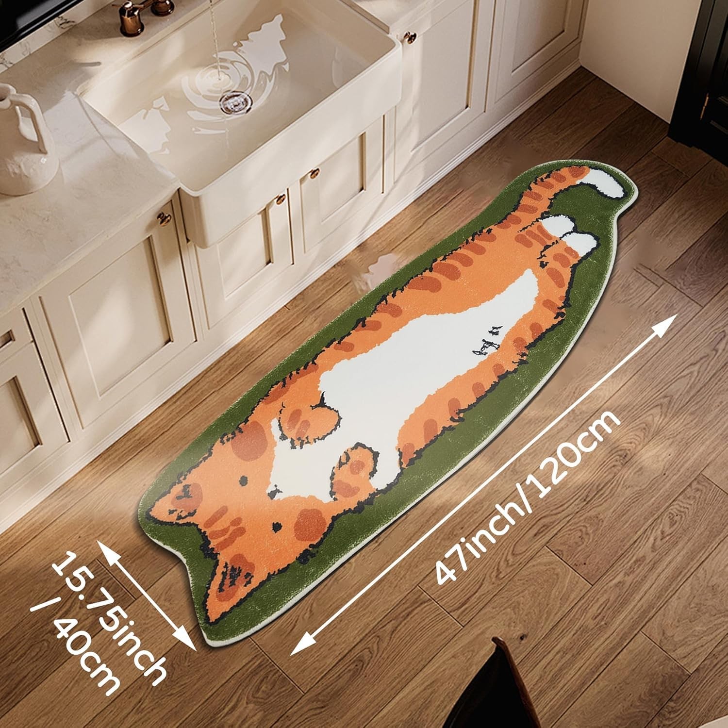 Cat Rugs, 1.3′ X 3.9′ Small Cute Irregular Shaped Rug for Bedroom Bathroom Ro…