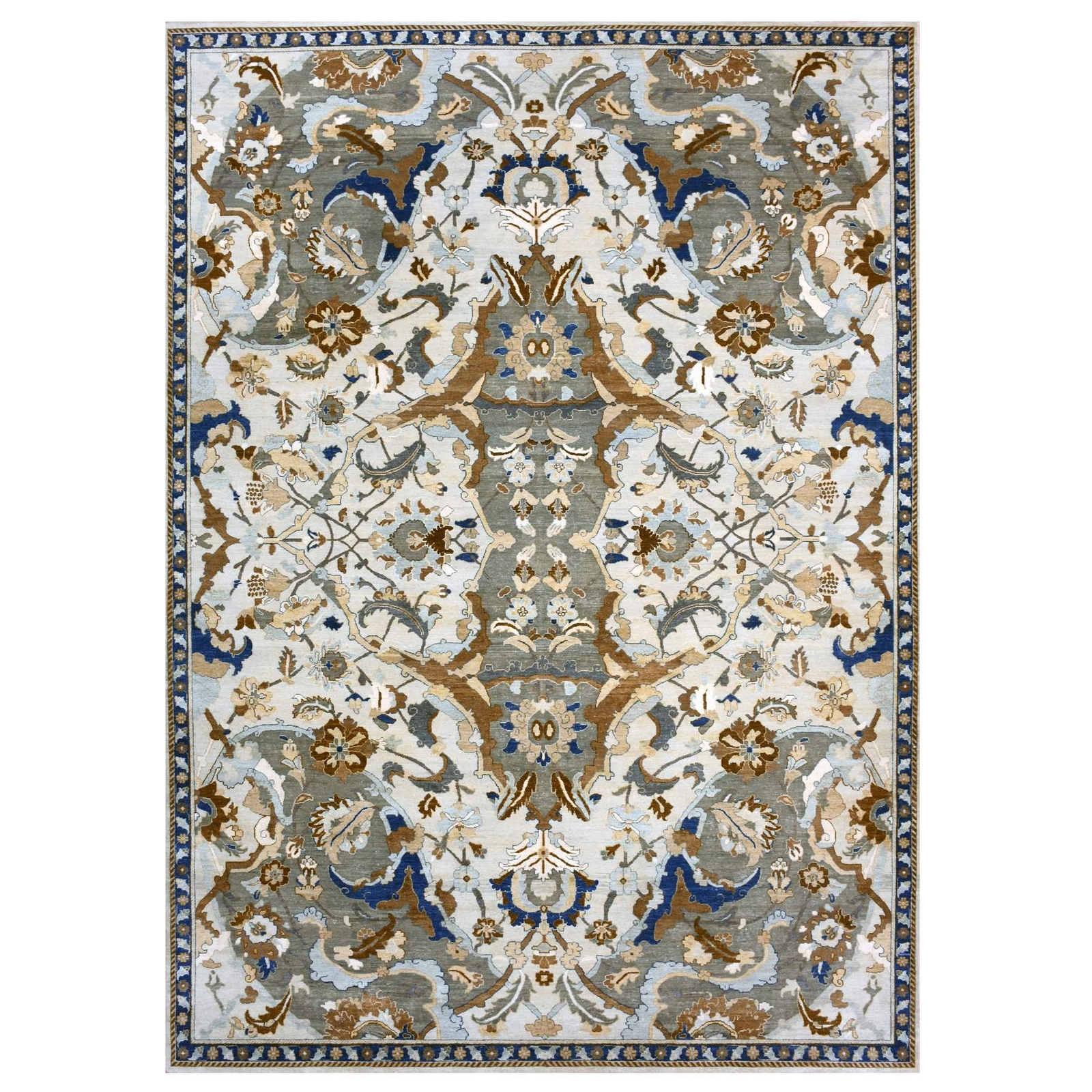 10’2″x14’4″ Blue Zoroastrian Ispahan Inspired Hand Knotted 100% Wool Rug R75425