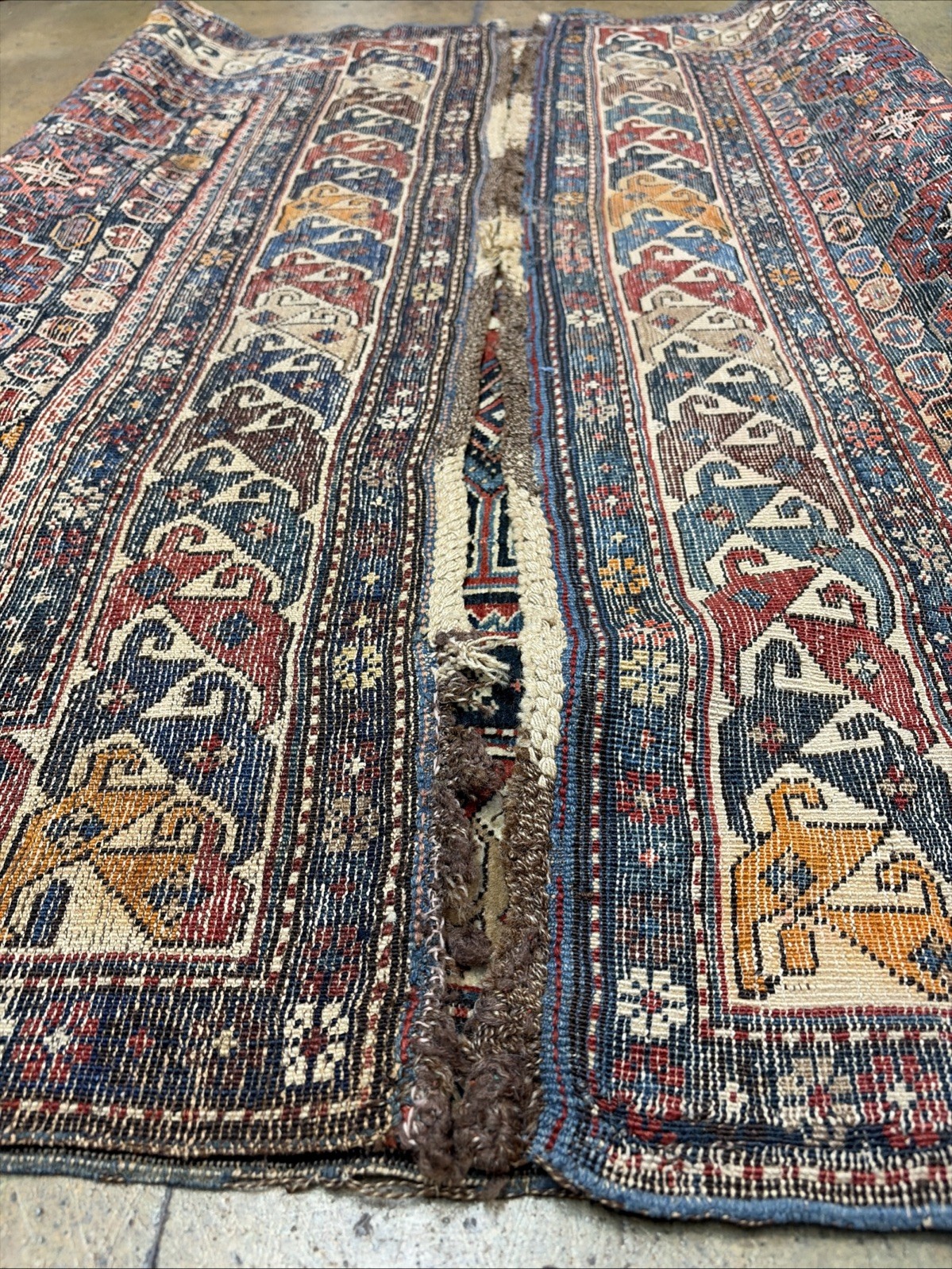 Auth: 19th C Antique Kuba Caucasian Rug Christian Weavers Collector Pc 4×5