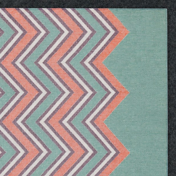 Handwoven Cotton Accent Rug 2.7×4 ft Mint Chevron Flat Weave Boho Dhurrie Rug