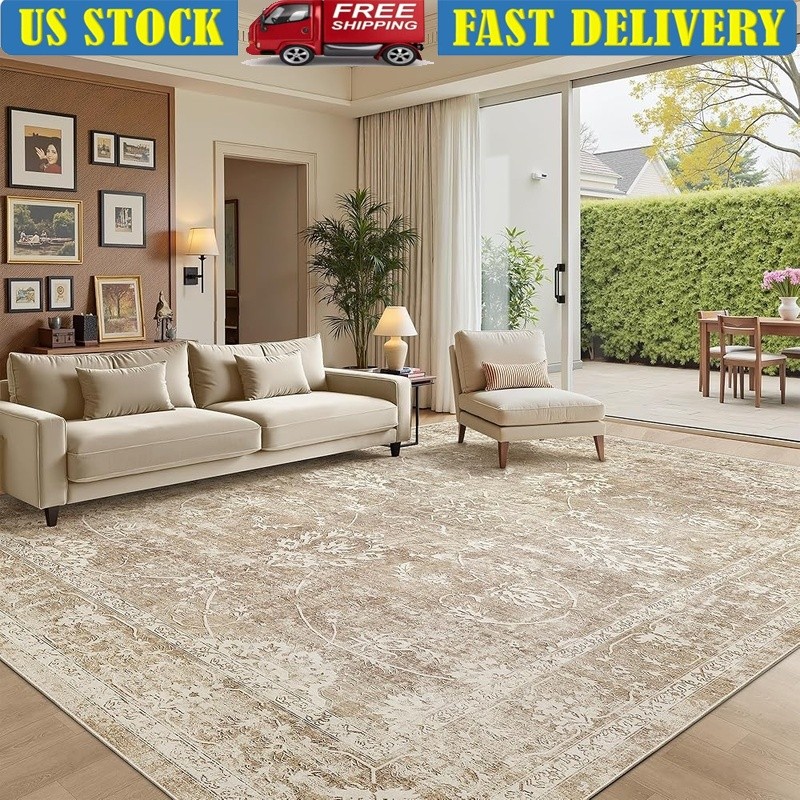 Machine Washable Soft Area Rug Non Slip Kids Pets Friendly Eco Friendly 8×10 New