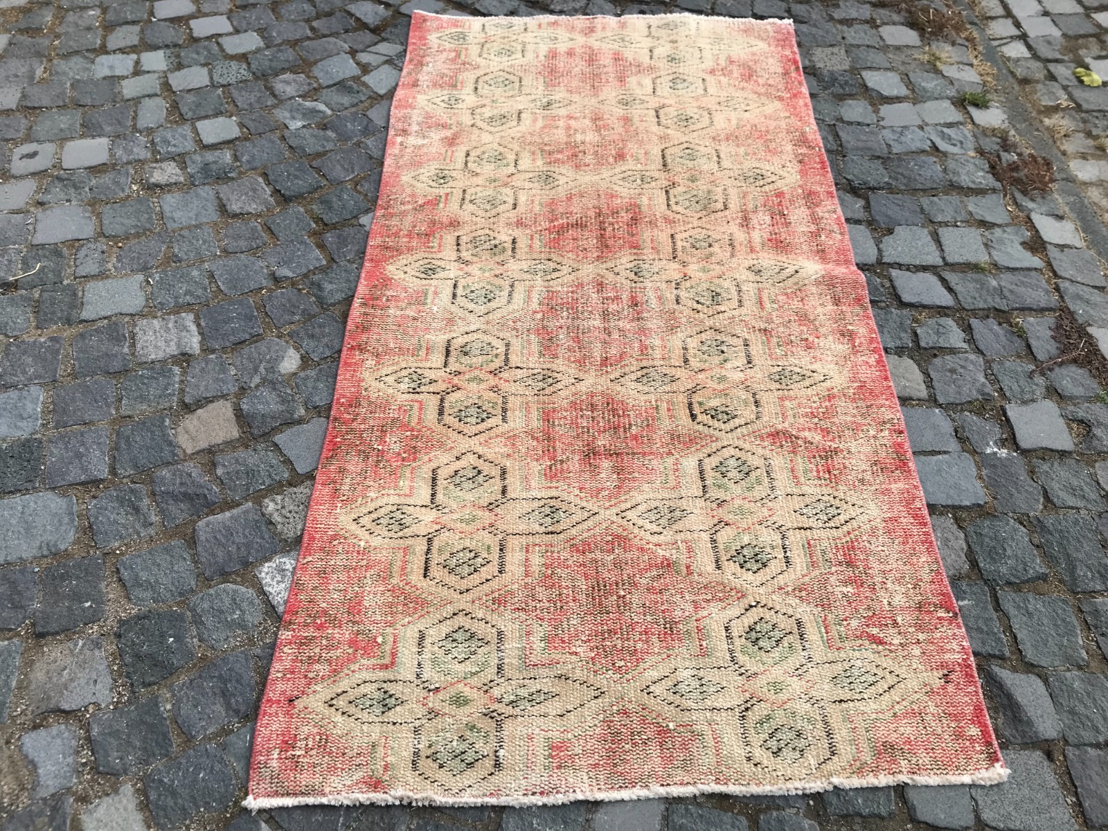Bohemian Area Rug Handmade Wool Rug Turkish Vintage Traditional Rug 3,1 x 6,2 ft