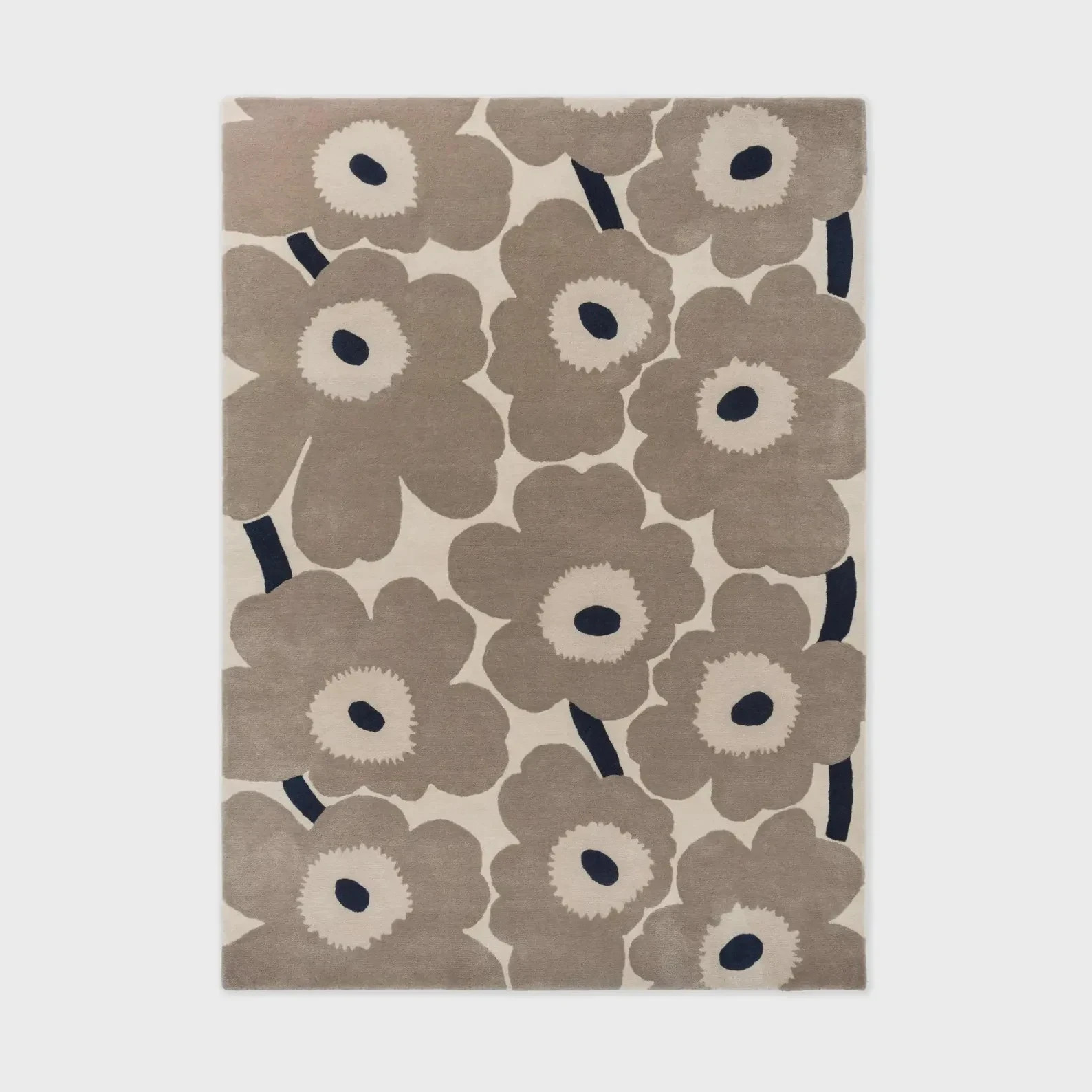 Marimekko Unikko Design Hand Tufted Rug Modern Beige Rug Pure 100% Nz Wool Rug