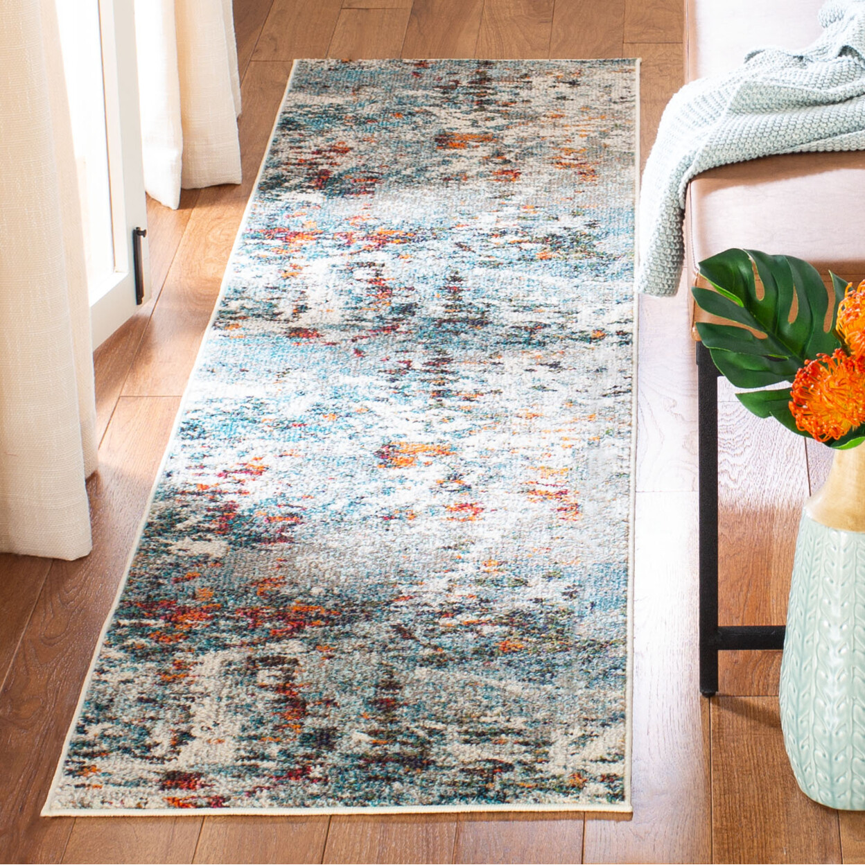SAFAVIEH Contemporary Abstract Modern Area Rug Grey and Blue Madison Collection