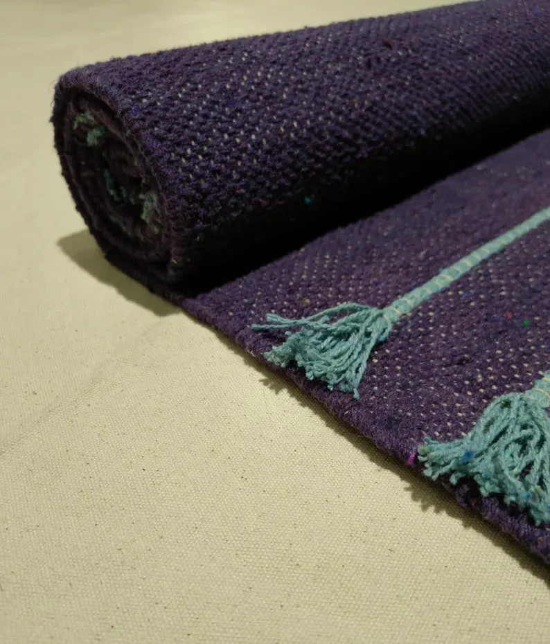 Organic Herbal Cotton Yoga Mat – Ecofriendly, Handwoven, Anti-Slip Exercise & Me