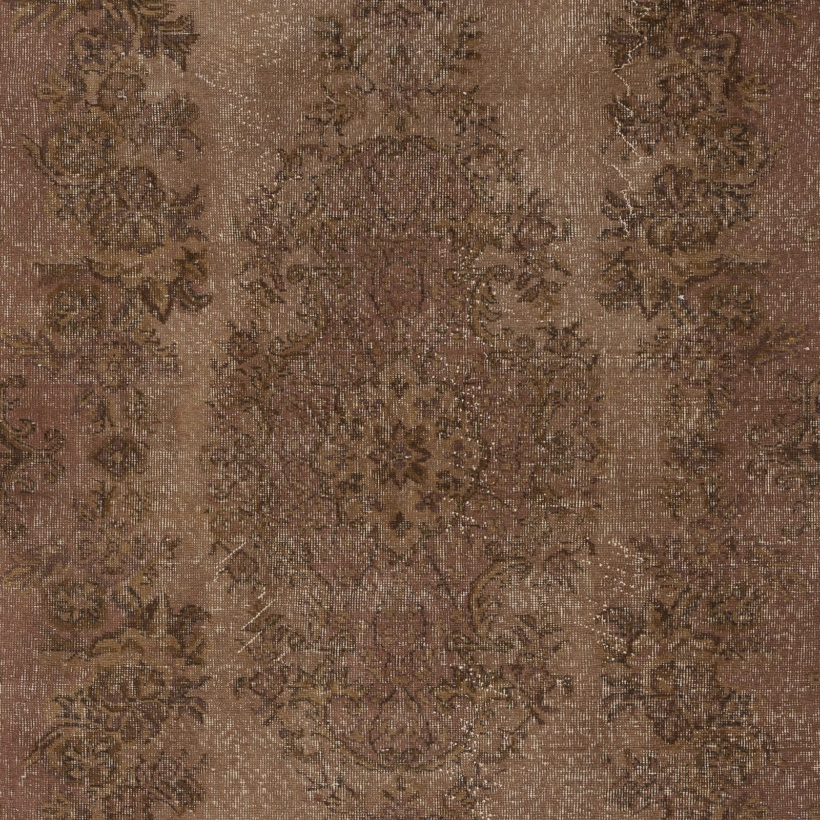 5.2×9.2 Ft Vintage Handmade Turkish Rug Overdyed in Brown for Modern Interiors