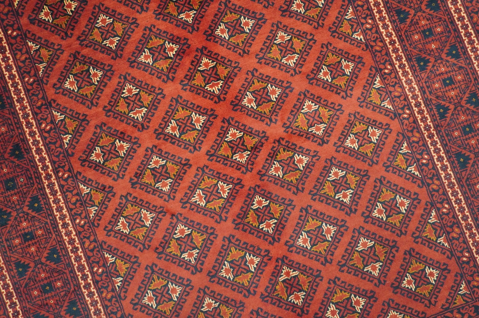 5×6 ft Red Afghan Hand Knotted Wool Oriental Rug