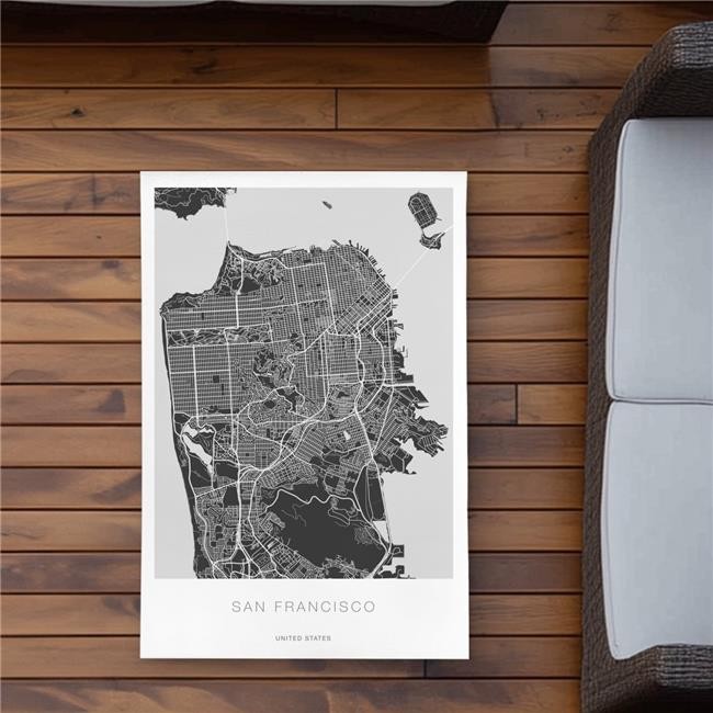 2×3 ft. San Francisco Graphic Map Rug – Shapes Man Cave Decor – Rectangle