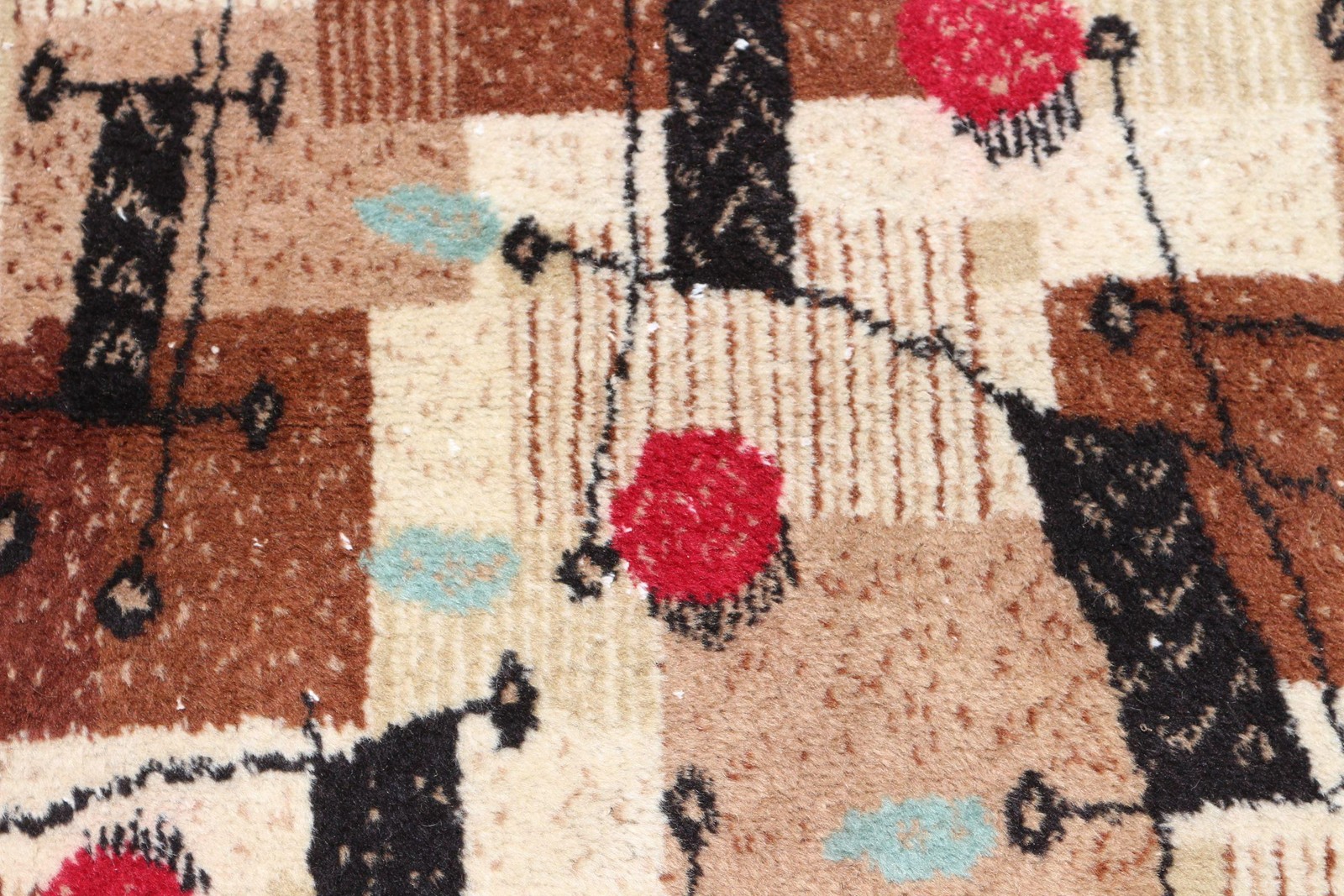 Vintage Rug, 6,8×9,4 ft Turkish Rug, Brown Red Abstract Wool Rug