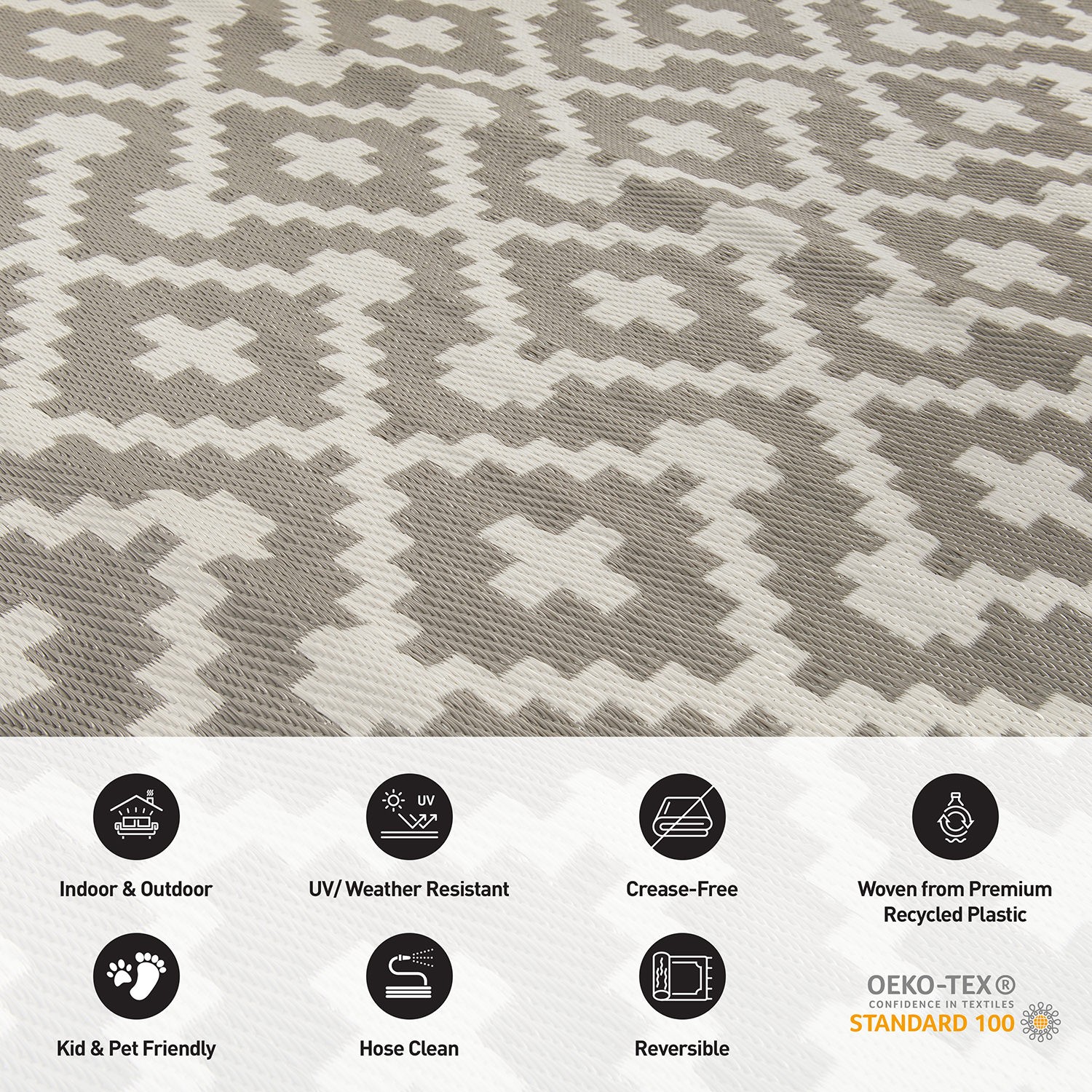 Rugshop Indoor Outdoor Rugs Trellis Geometric Reversible Plastic Patio Rugs 3×5