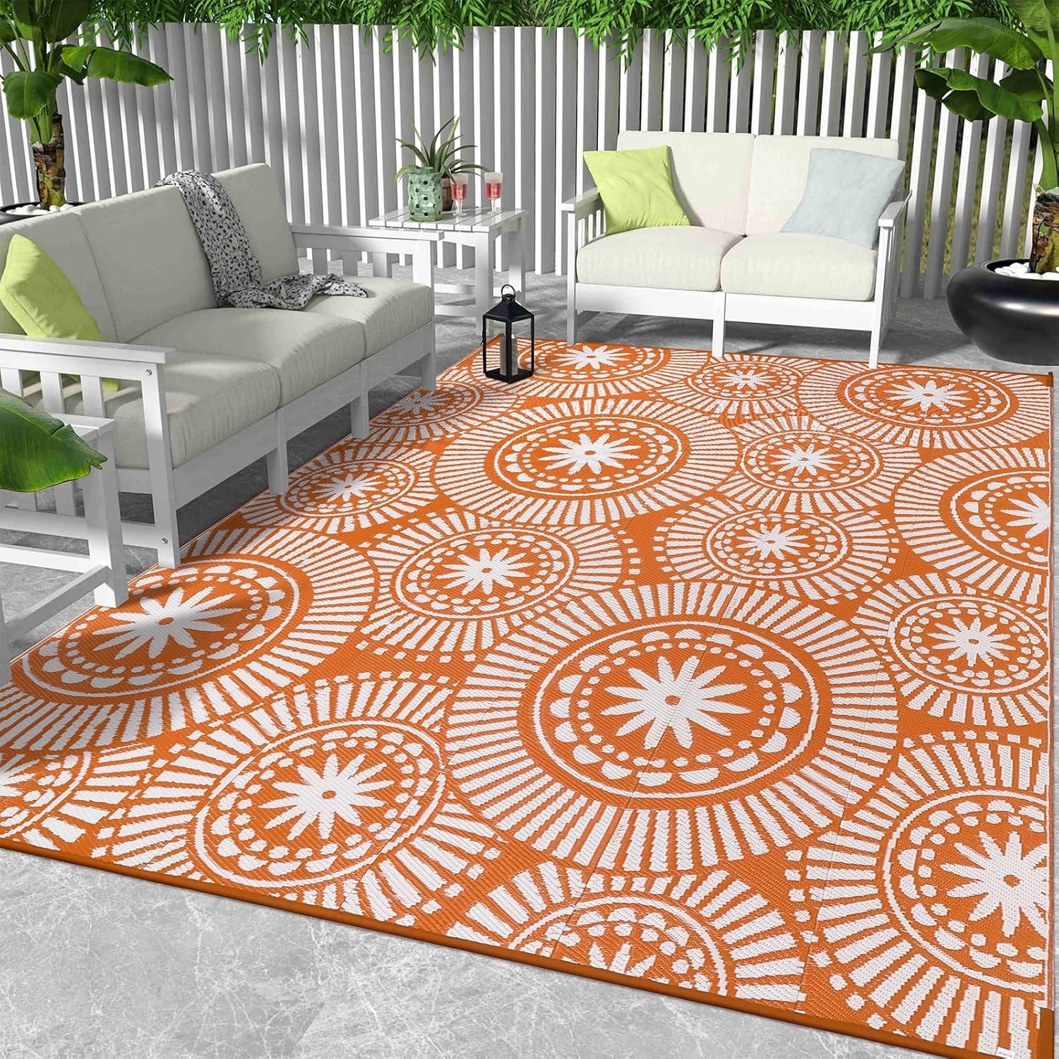 Outdoor Waterproof Plastic Straw Rugs 9×12 Reversible Patio Camping Carpet Mat