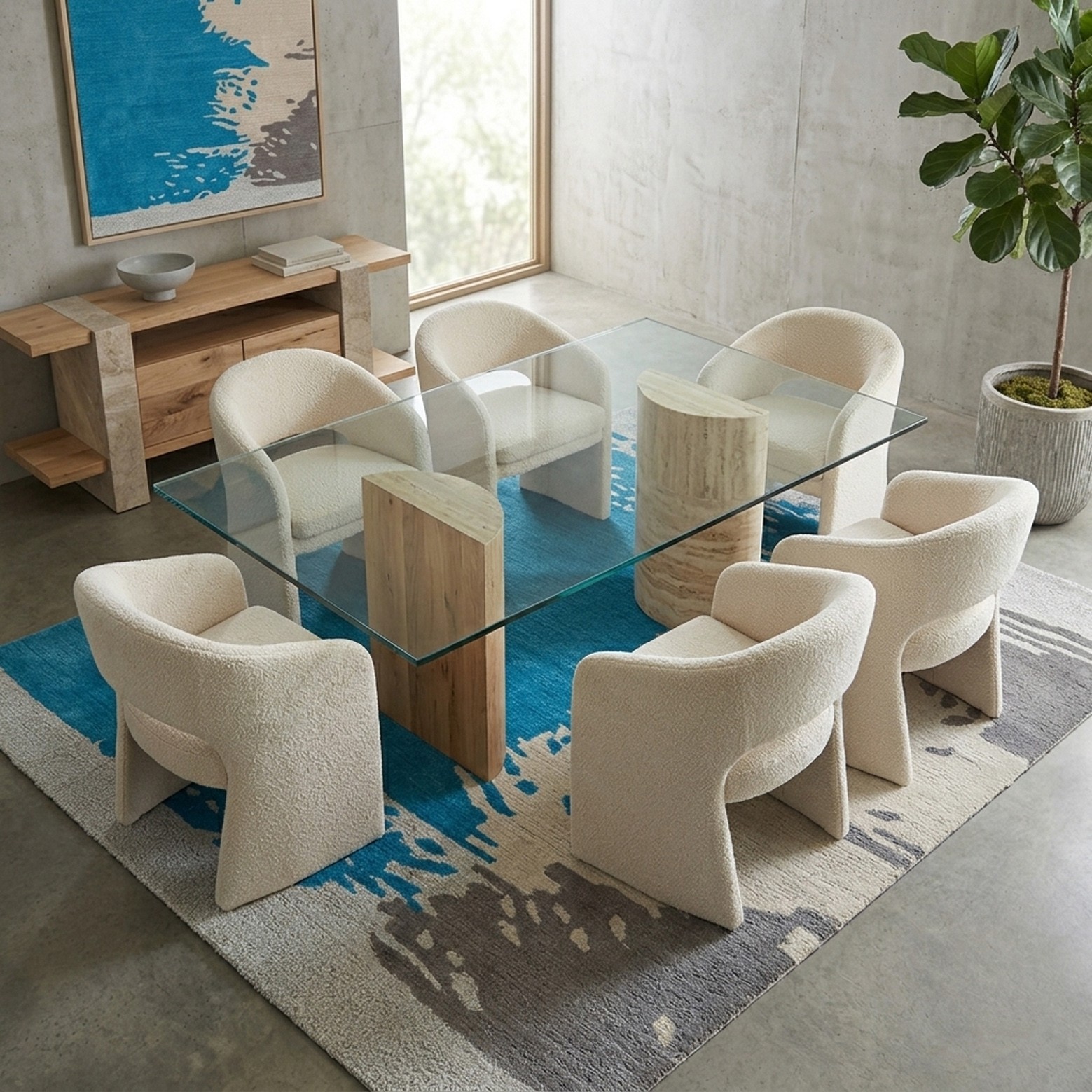 Modern Hand-Tufted Rug Blue 100% Wool 5×8 6×9 8×10 9×12 Area Rug for Living Room