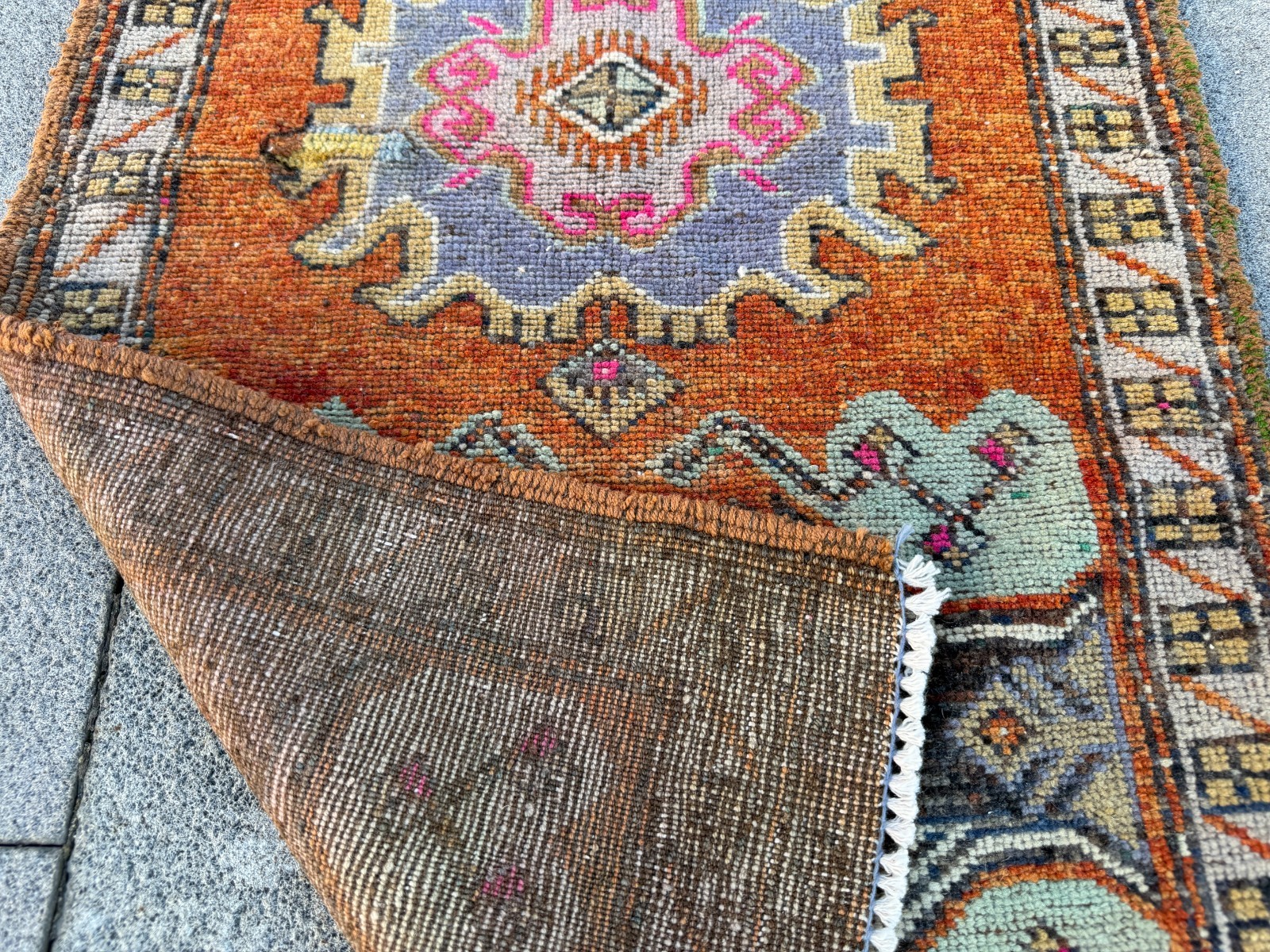 Rust Orange Turkish Rug 1.7×3.1 ft Vintage Tribal Anatolian Small Wool Mat