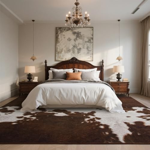 4×6 Area Rugs for Living Room, Machine Washable Cow Print Rug for Bedroom,