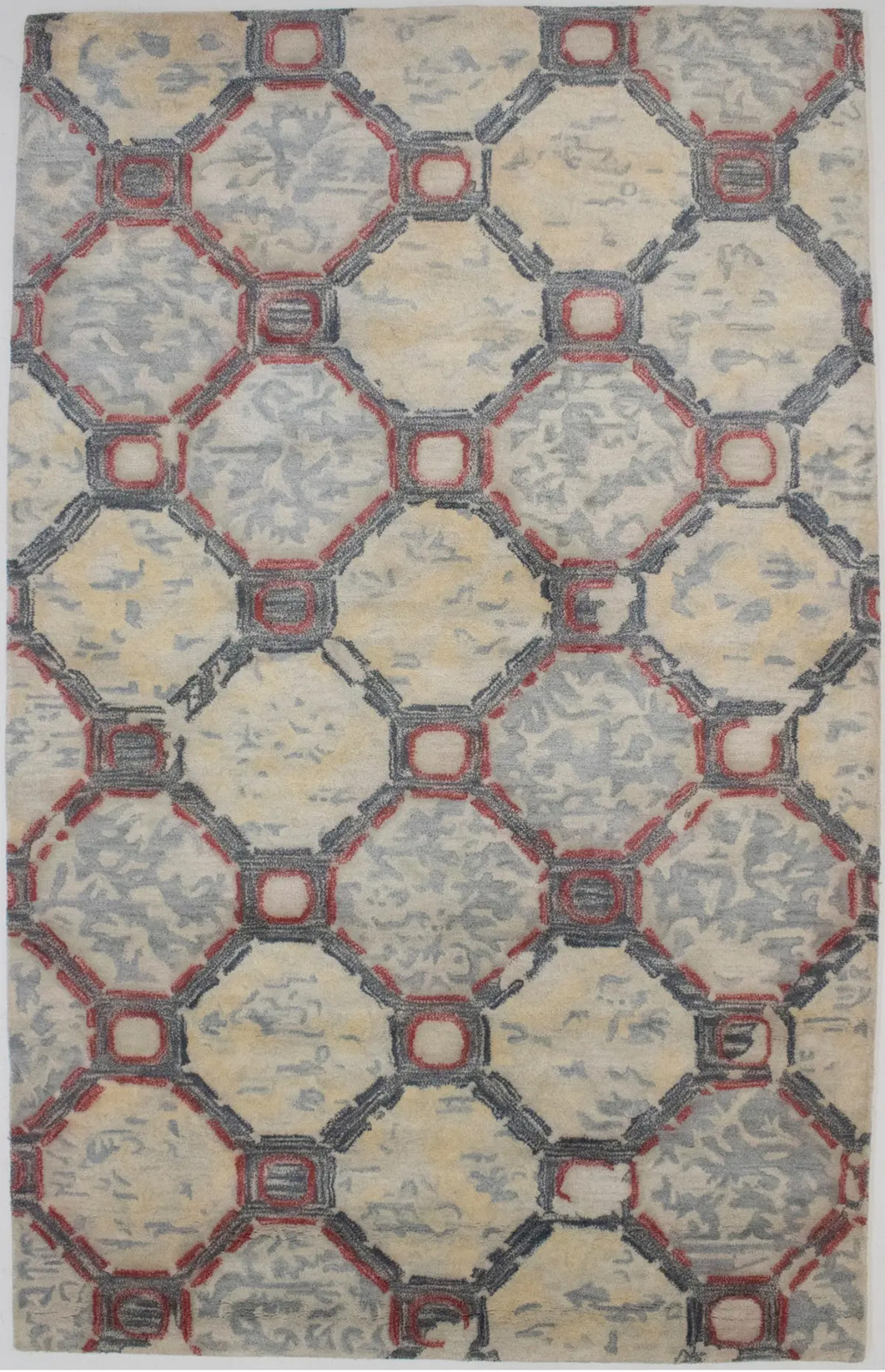 Hand-Tufted Art Deco Area Rug Modern Geometric Multicolor Oriental Carpet 5X8 ft