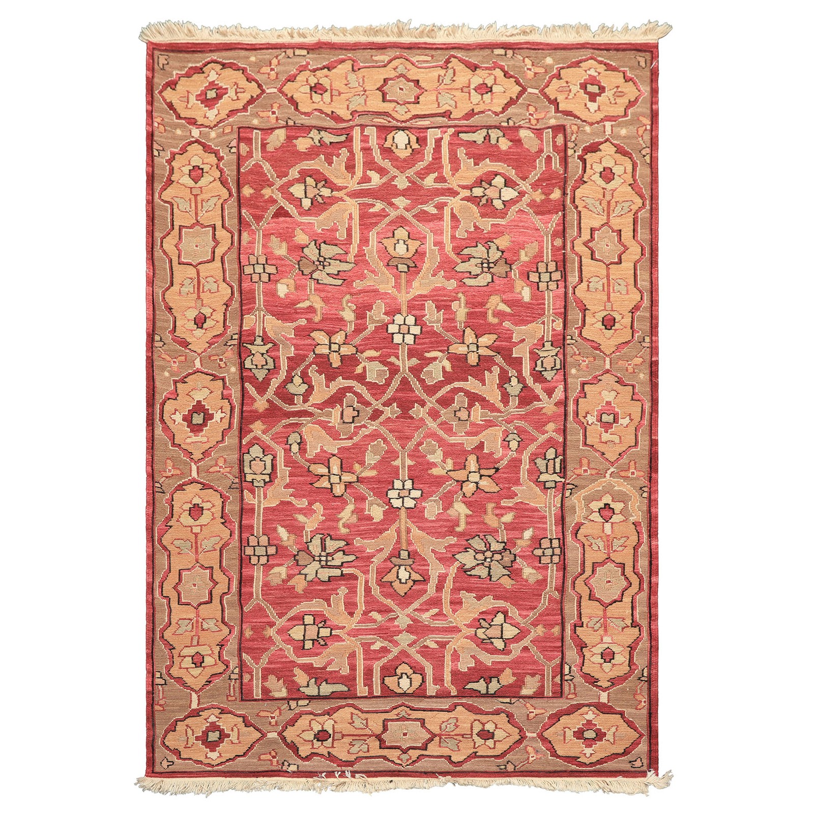 Nourison Nourmak 3’10”x5’10” Hand Knotted Wool Rose Soumakk Reversible Rug