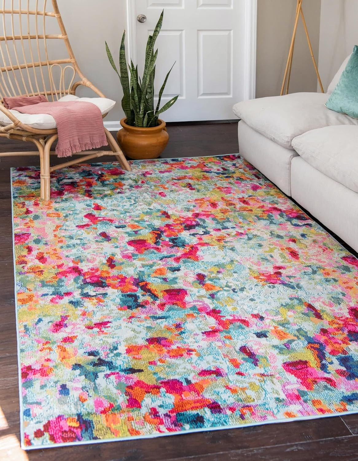 Chromatic Collection Area Rug – Champagne (4′ 1″ X 6′ 1″ Rectangle, Multi/ Blue)
