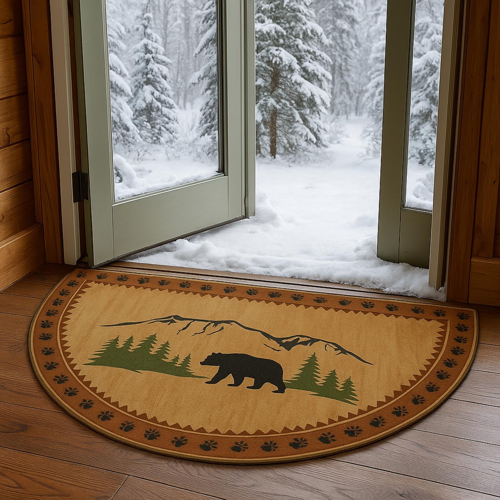 Kinlop Hearth Rug 2×3 ft Half Round Fireplace Rugs Door Mat 2′ x 2’11”, Cute