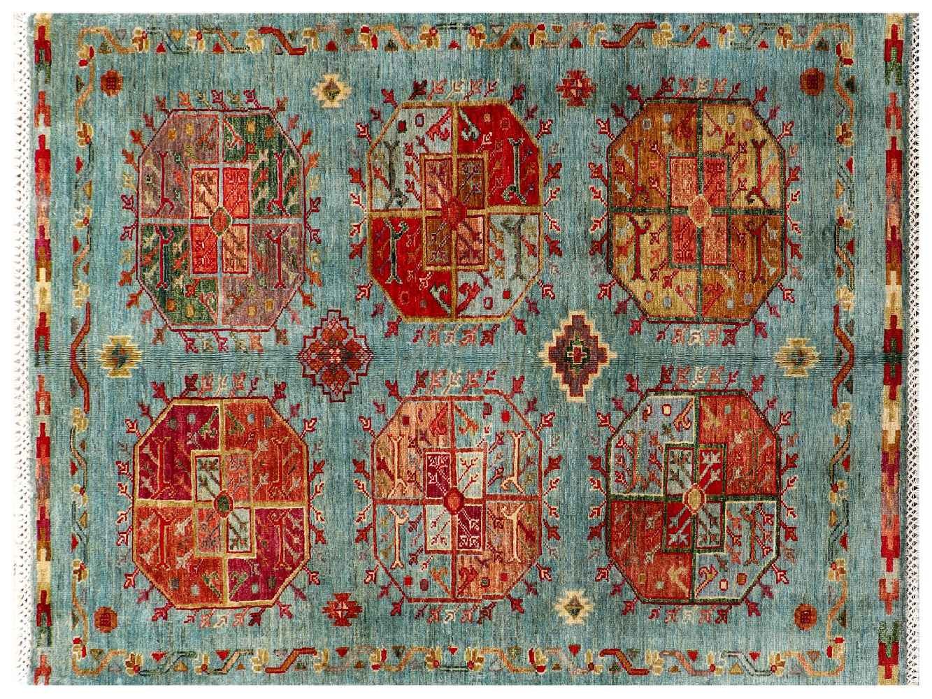 Ziegler Ariana Elephant Foot Carpet 100×140 Hand-knotted Blue Geometric