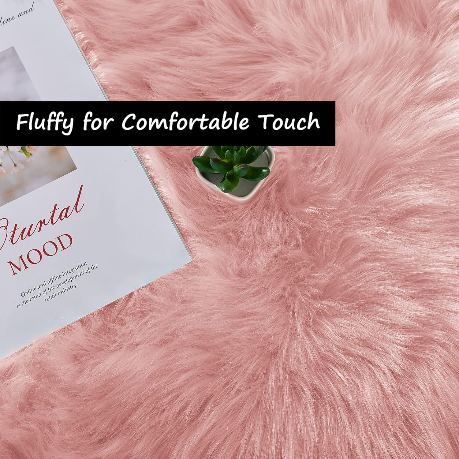 Pink Fur Rug for Bedroom Sheepskin Rug 2X6 Fluffy Runner Rug Dorm Fuzzy Furry Cu