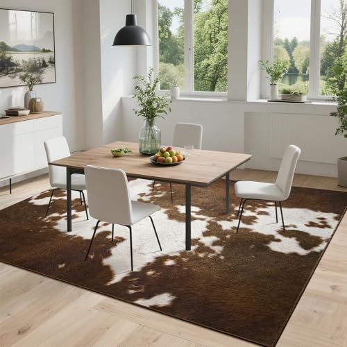 Cow Print Rugs for Living Room, 4×6 Soft Faux Animal Cowhide Area Rug,