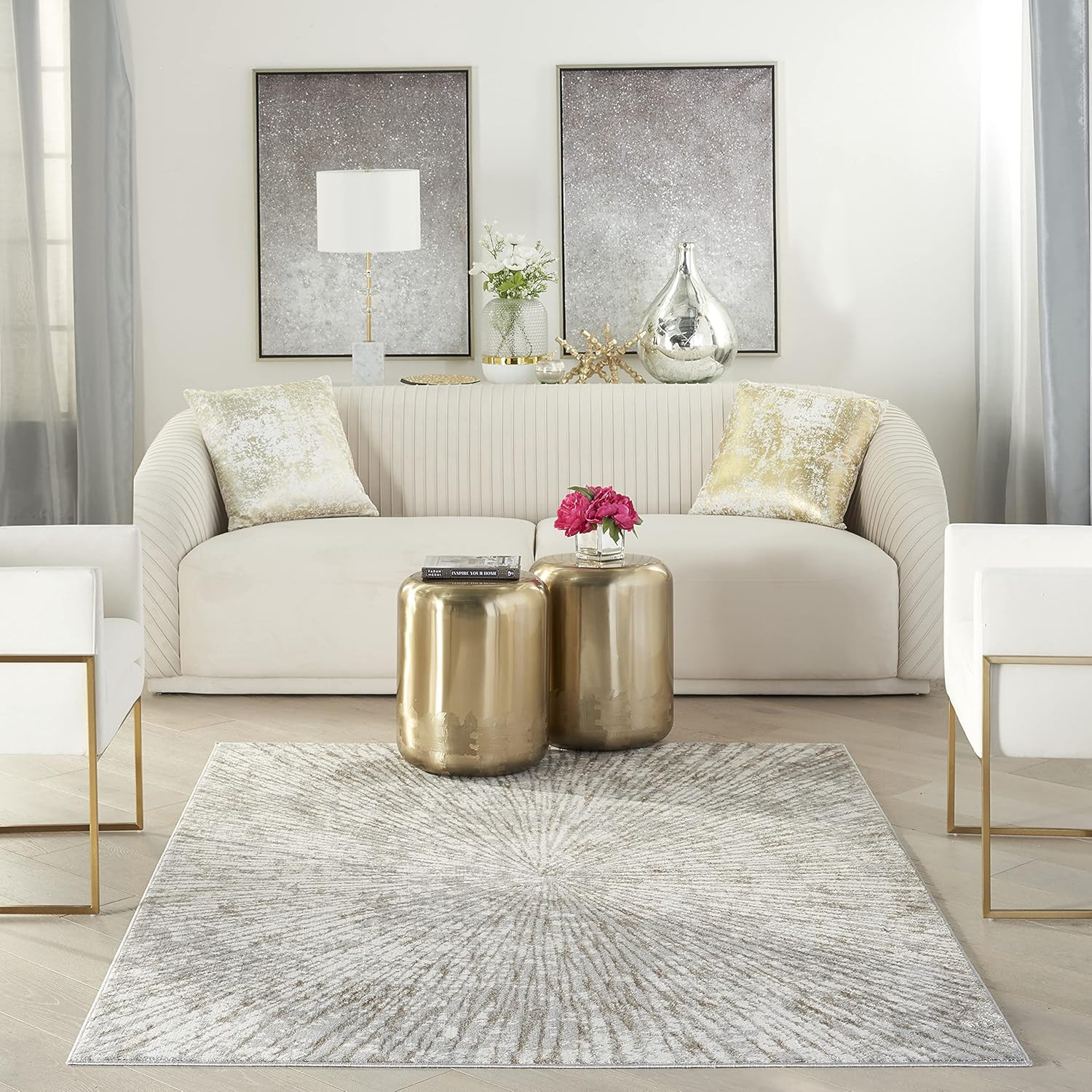 Inspire Me! Metallic Grey Mocha 6′ x 9′ Area Rug – Easy Clean & Non-Shedding