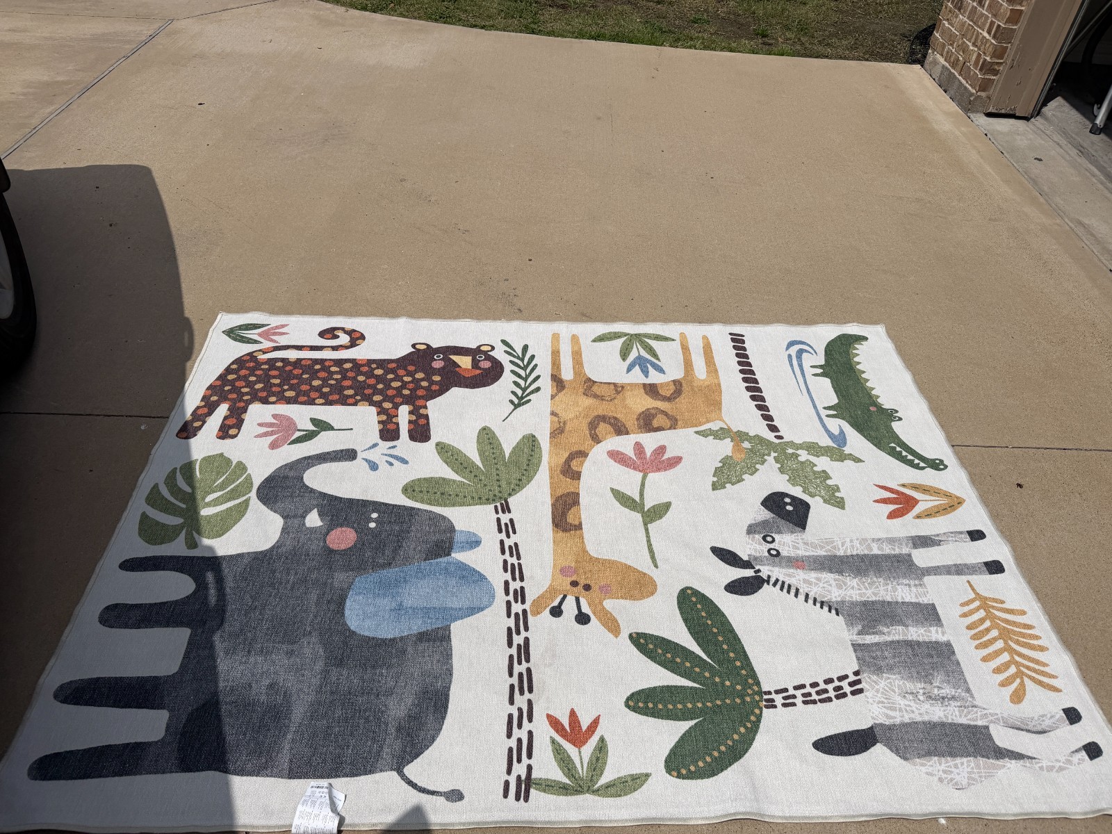 Ruggable Jungle Safari Multicolor Flat woven animal print Rug Cover ONLY 5×7