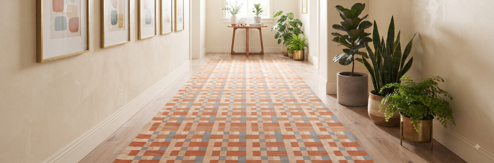 Handwoven Bauhaus Plaid Scandinavian Flat Modern Minimalist Bedroom Wool Rug