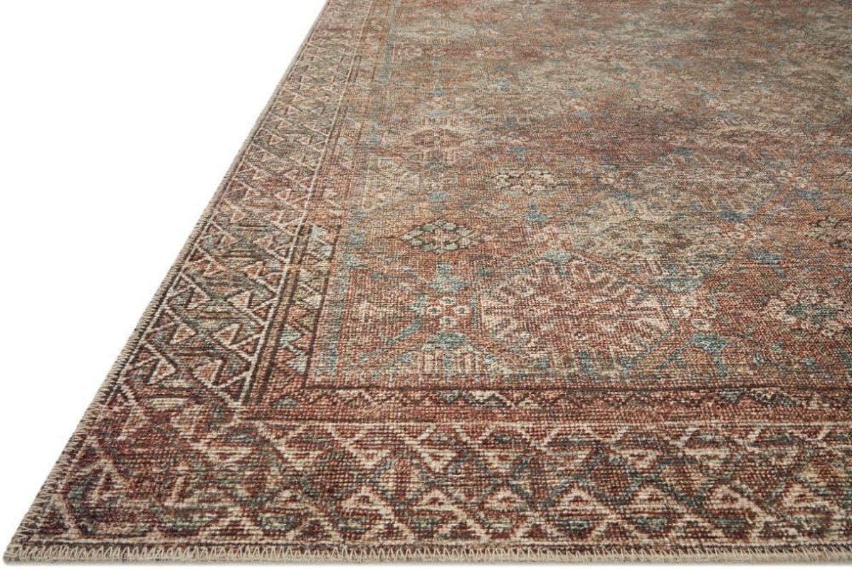 Loloi Billie Collection Aqua & Rust 6′ x 9′ Area Rug – Distressed Home Decor