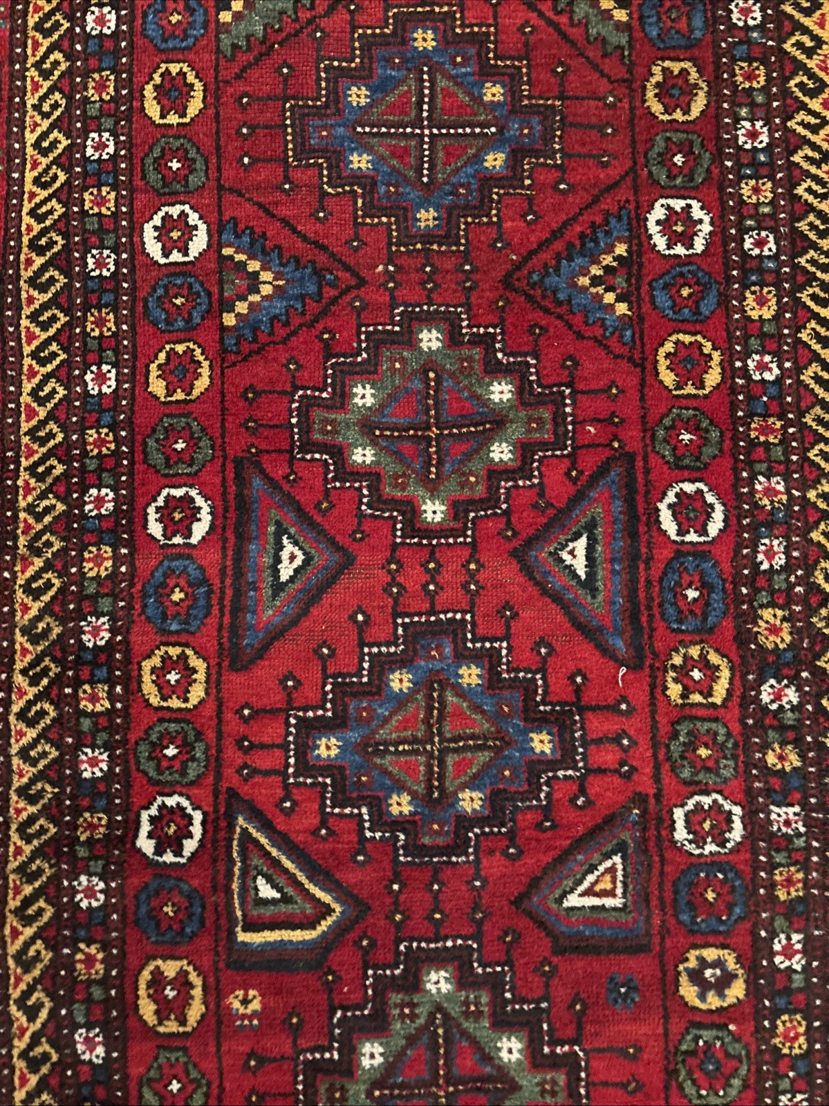 Semi-Antique Kurdish Hand-knotted Area Rug Wool Oriental Carpet 4×7 ft Scarlet