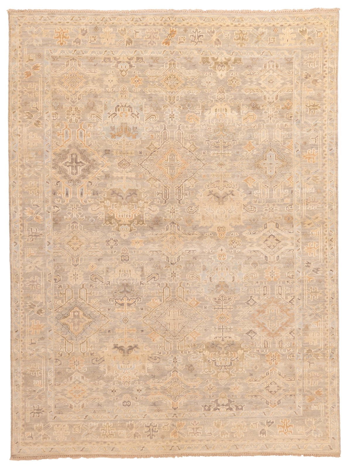 Traditional Grey Hand-knotted Oriental Carpet 9’0″ x 12’0″ Wool Area Rug