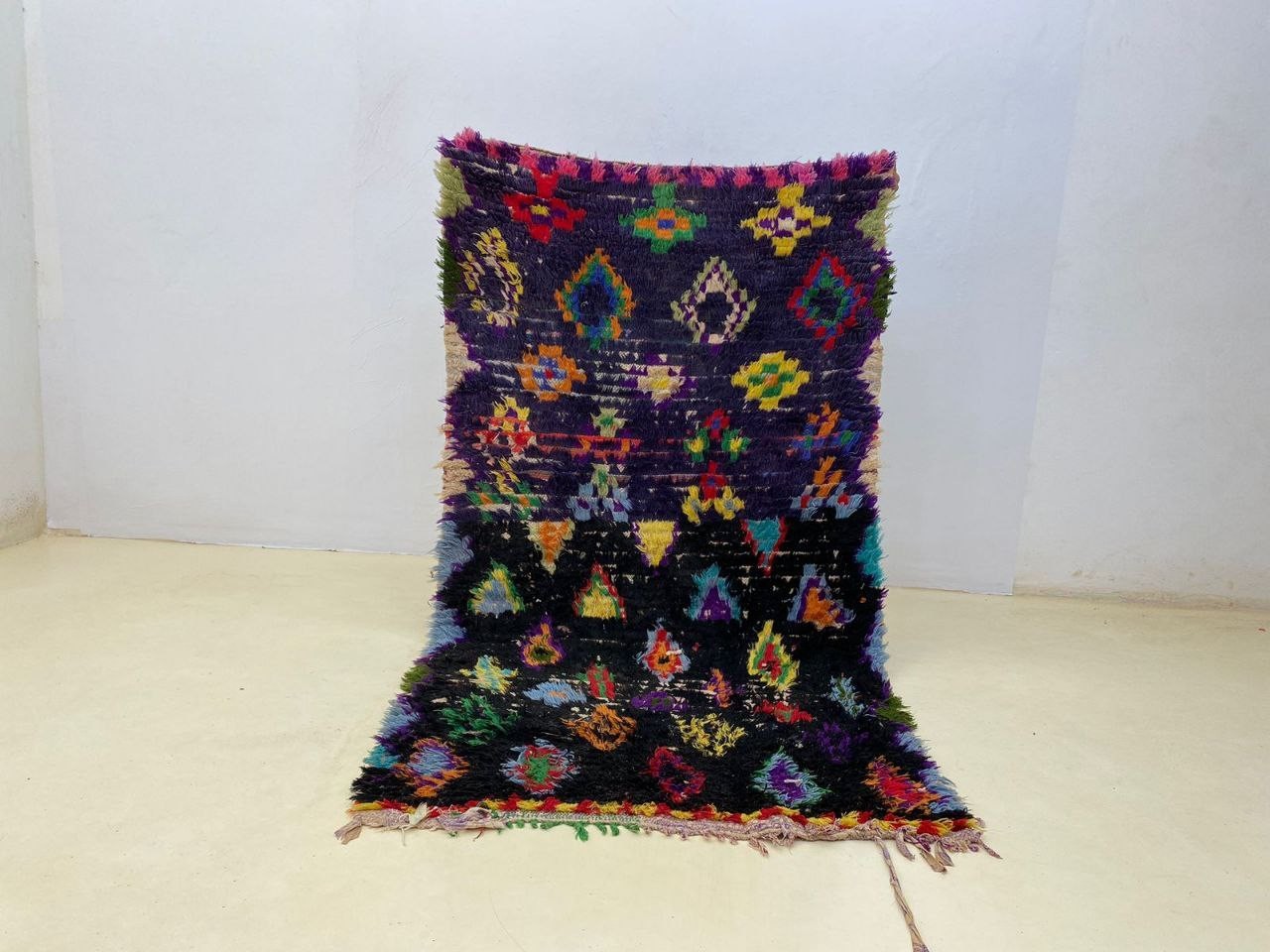 Moroccan Handmade Cotton Hallway Rug 3’4×6’2 Tribal Geometric Vintage Berber Rug