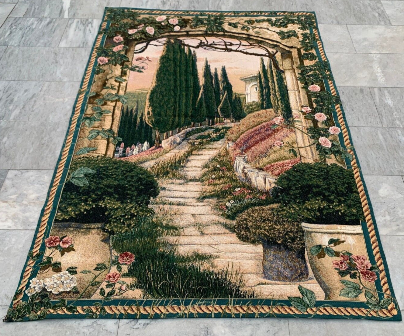 Vintage Pictorial French Tapestry Garden view Tapestry Home Decor Tapestry 5x6ft