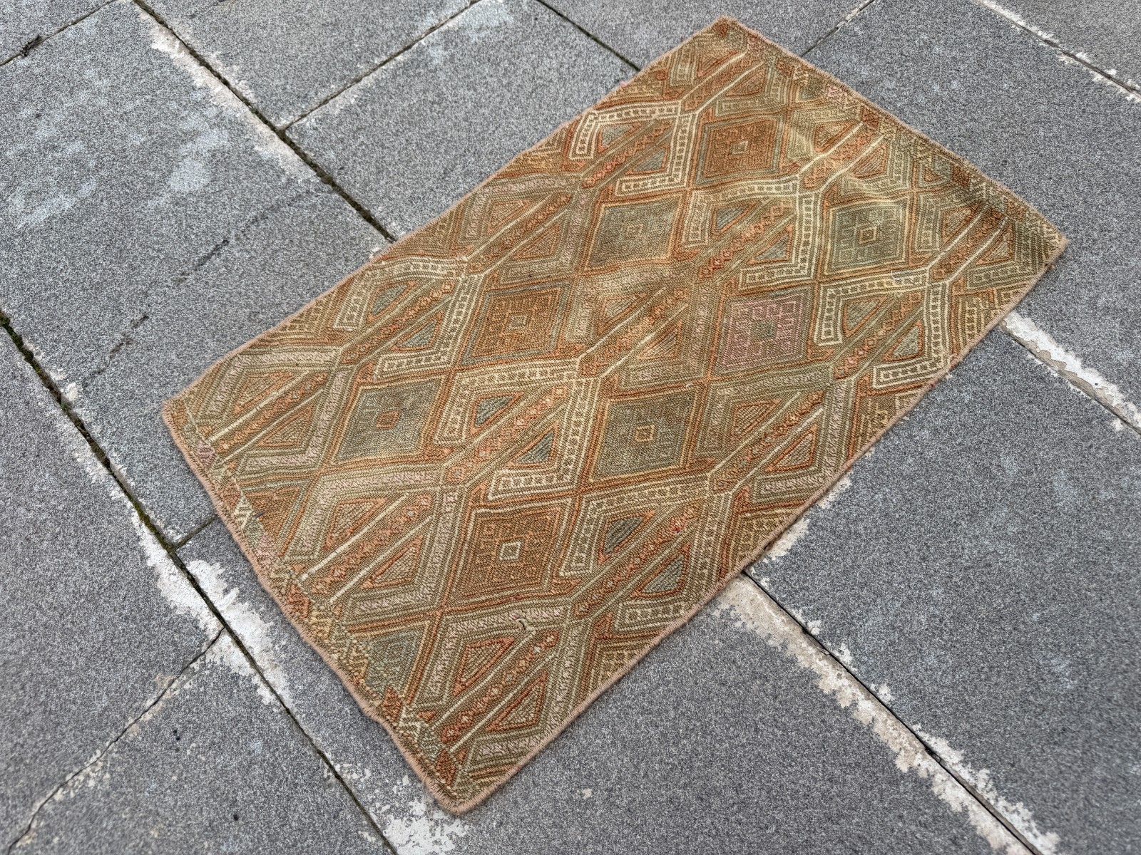 Vintage Turkish Cicim Kilim 1.3×2.2 ft Small Tribal Boho Flatweave Rug
