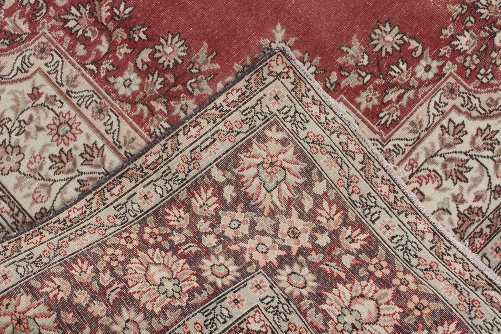 Vintage Rug, 6,9×10,1 ft Turkish Rug, Red Brown Oriental Wool Rug