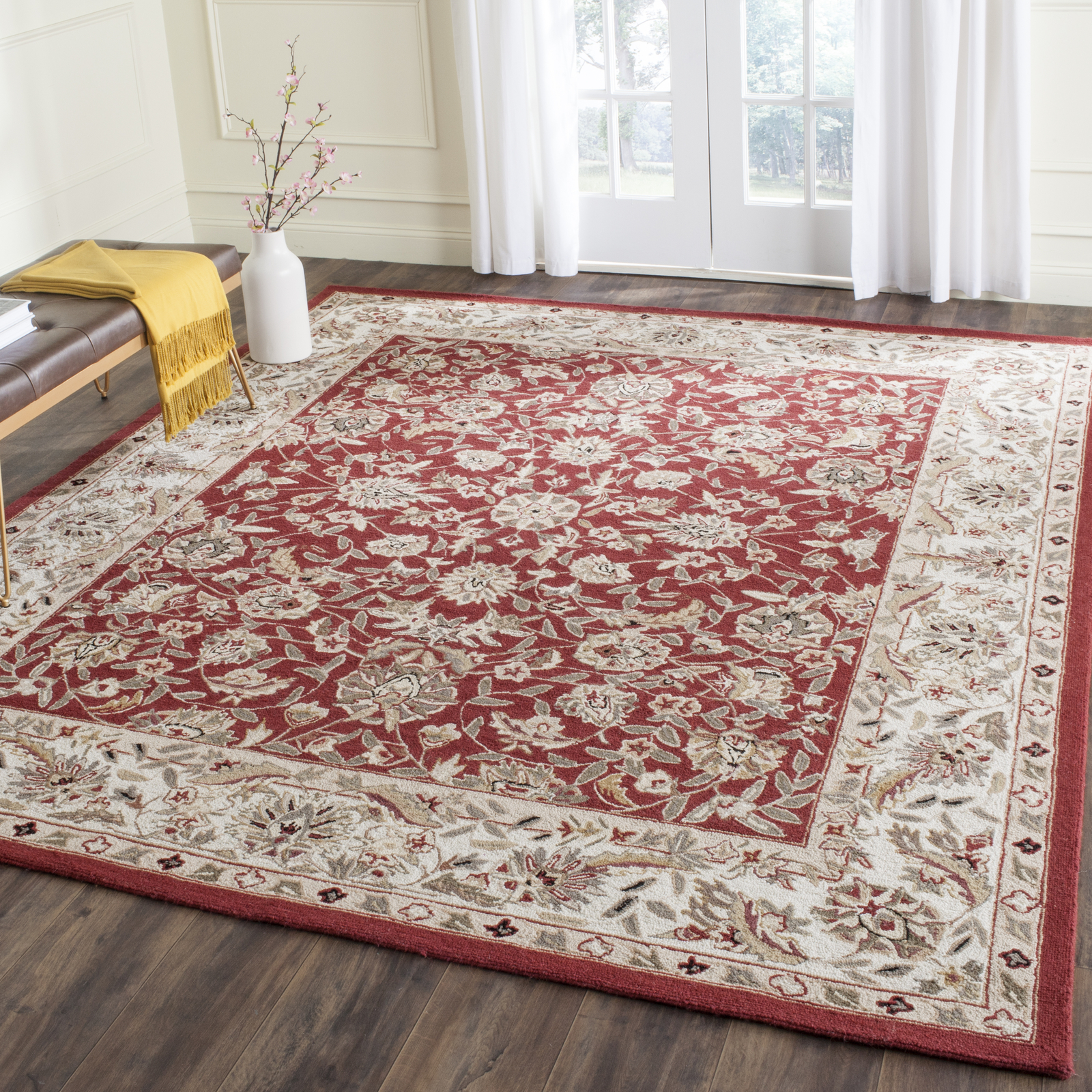 Safavieh Chelsea BURGUNDY / IVORY 5′-3″ X 8′-3″ Area Rug – HK78B-5