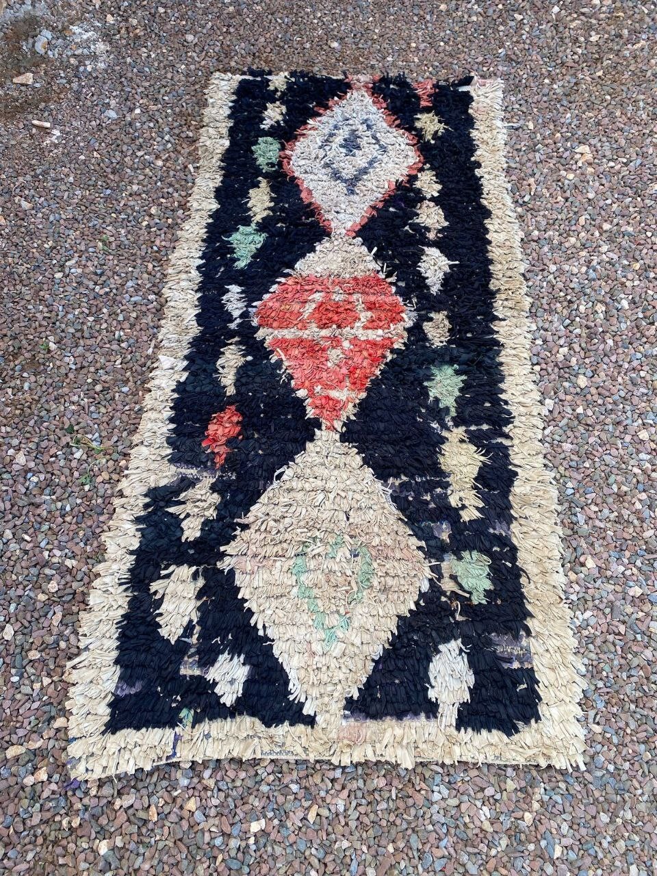 Moroccan Boucherouite Handmade Vintage Rug 2’8×6’2 ft Berber Assorted Area Rug