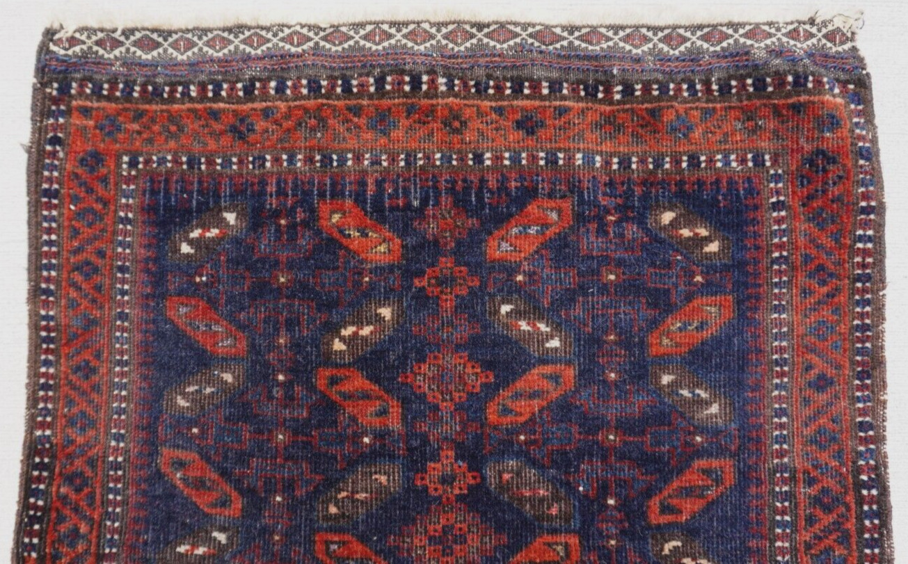Antique Blue Baluchh Bag-Face Hand Knotted Wool Tribal Rug 21″ x 20″ inch