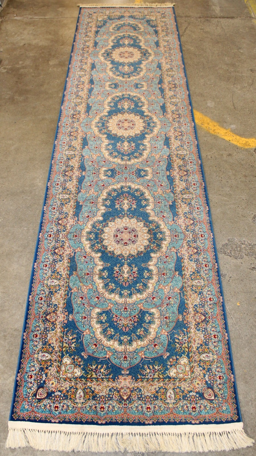 Unique Loom Dynasty Collection 13′ 2″ Blue Runner Rug machine made