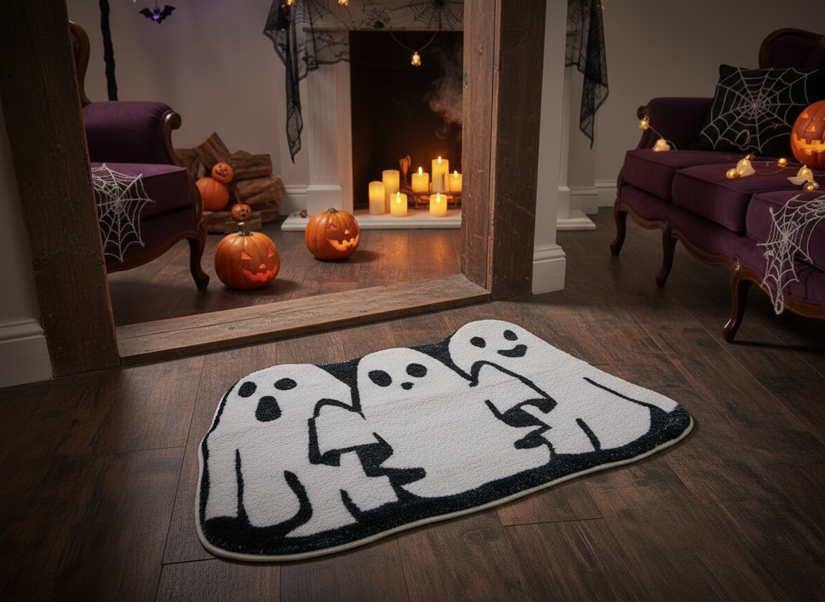 Triple Ghosts Velvety Soft Rug Bath Bedroom Living Room Carpet Floor Mat
