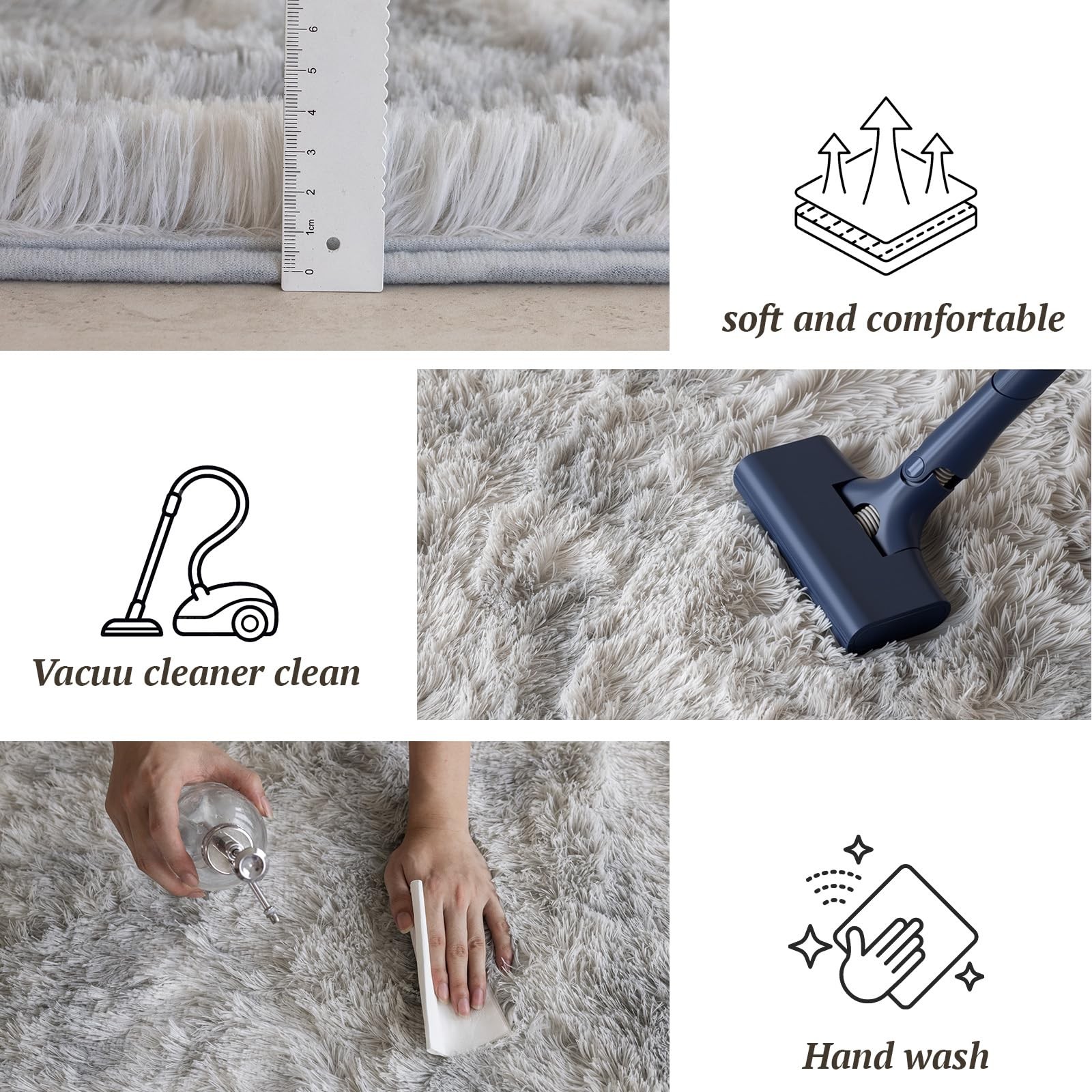 8×10 Area Rugs for Living Room Bedroom, Soft Fluffy Shaggy Bedside Rug, Indoo…
