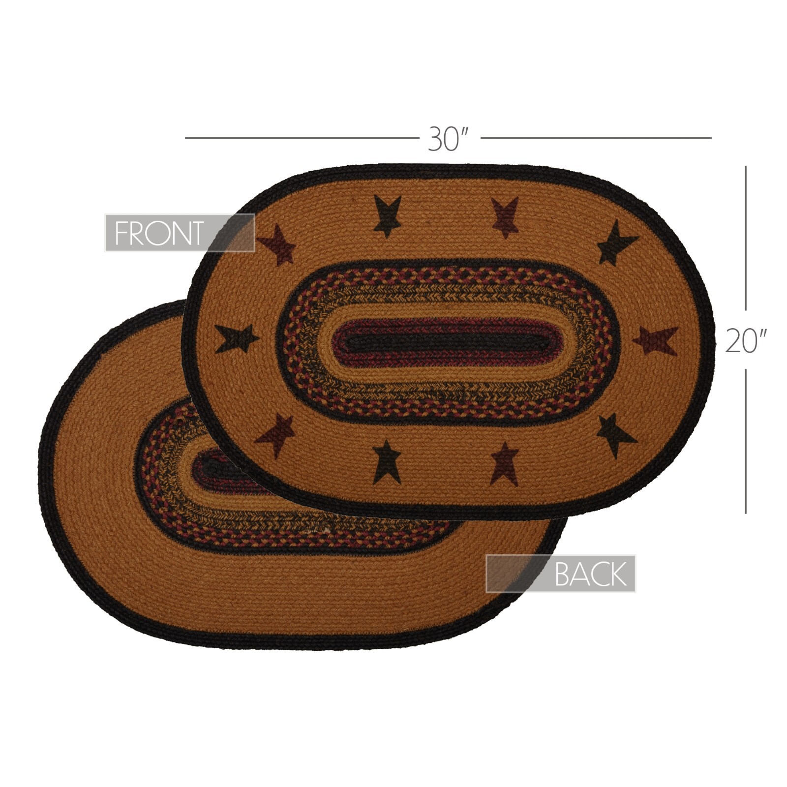VHC Heritage Farms Star Jute Oval Rug 20×30~ Rustic/Primitive