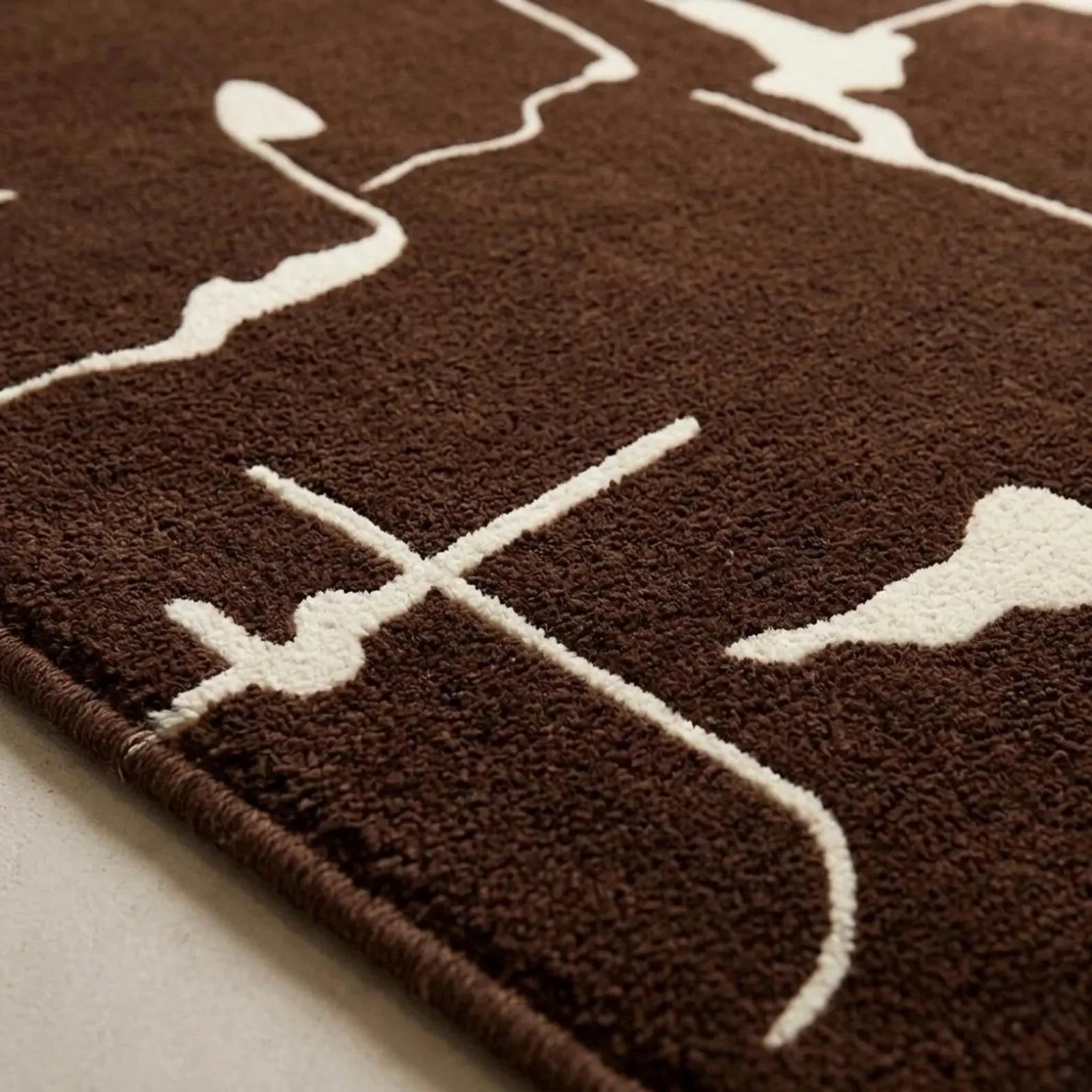 Hand-Tufted Abstract Geometric Mid-Century Modern Brown Architectural Area Rug