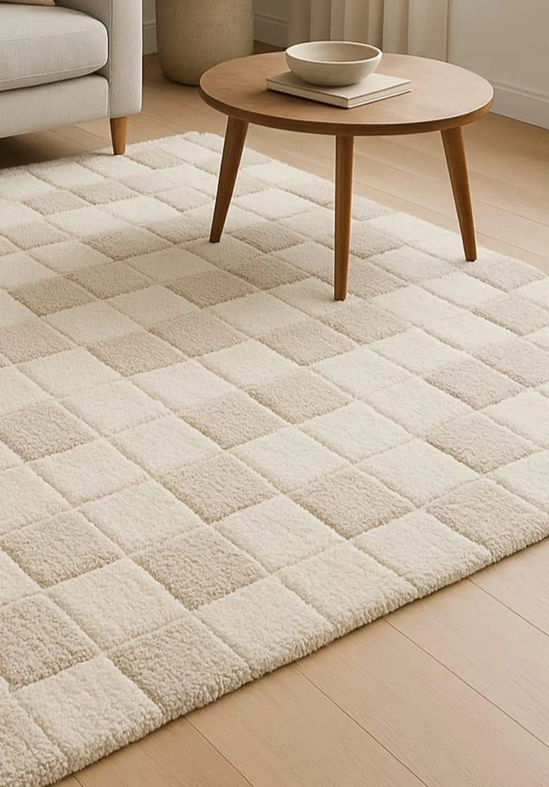 5×7 ft rug 8x11ft Handmade Tufted Wool Rug: Modern Color Cream Beige Carpet Rug